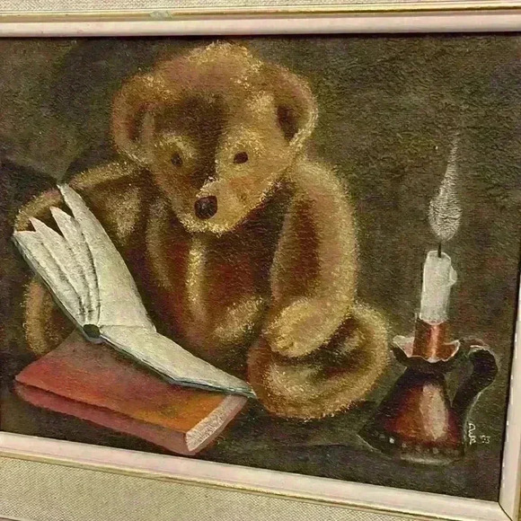 Debbie L. Miller original oil teddy  goodnight painting - Picture 1 of 2